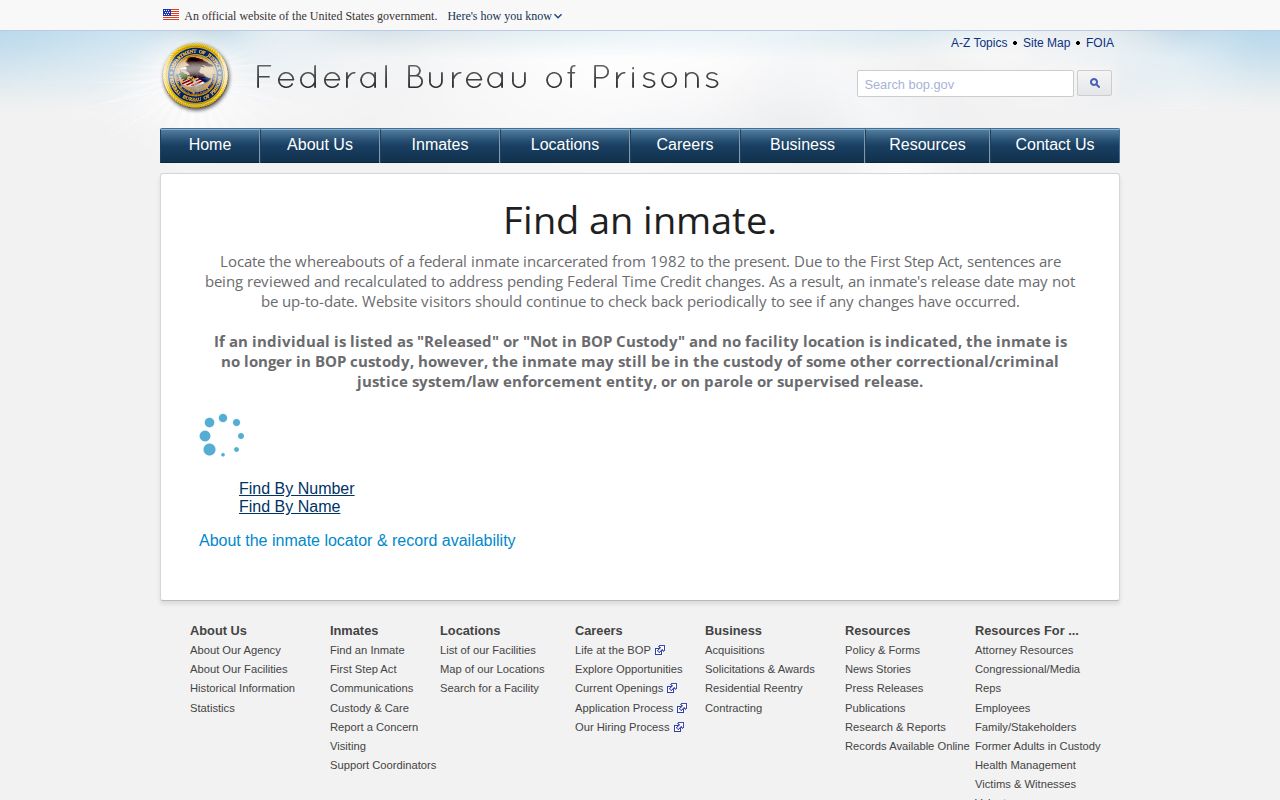 Federal Bureau of Prisons locator for Lawrence County custody distinctions