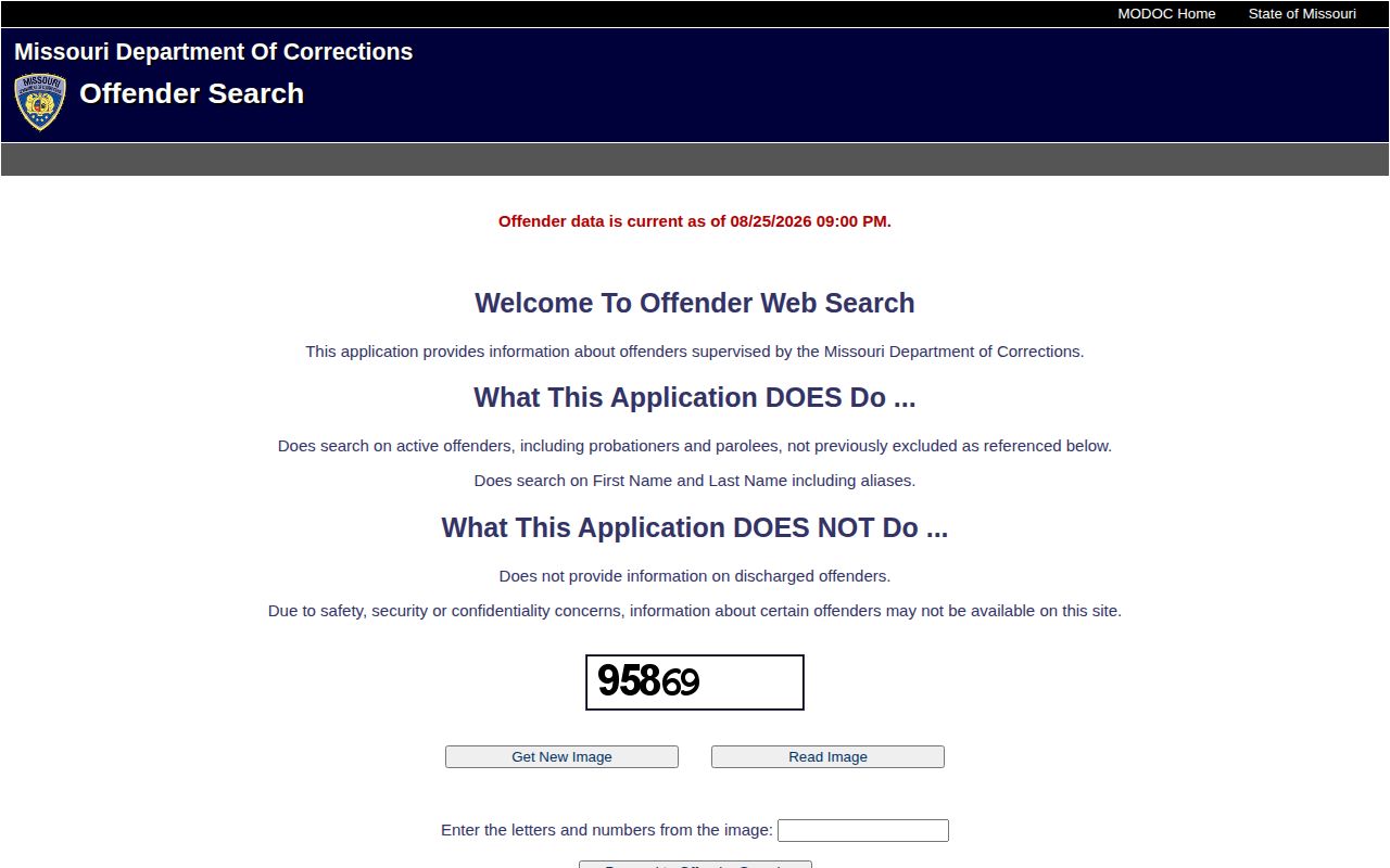 Missouri DOC offender search for Lawrence County post-booking records