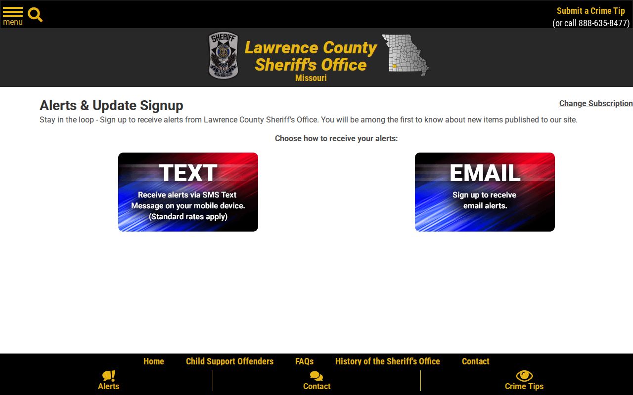 Lawrence County Sheriff roster alert signup options